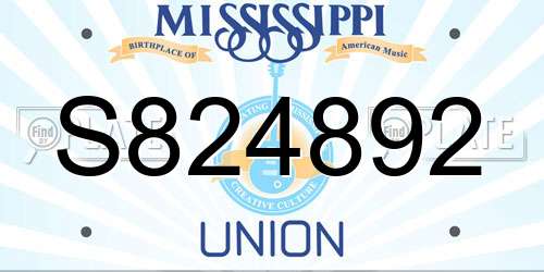 S824892 Mississippi License Plate