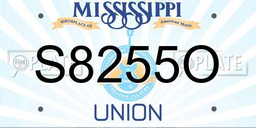 S8255O Mississippi License Plate
