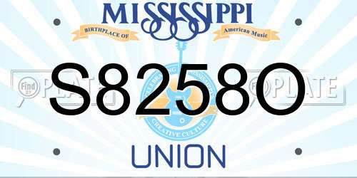 S8258O Mississippi License Plate