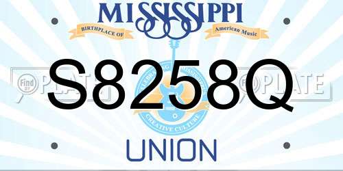 S8258Q Mississippi License Plate