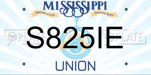 S825IE Mississippi License Plate