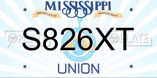 S826XT Mississippi License Plate