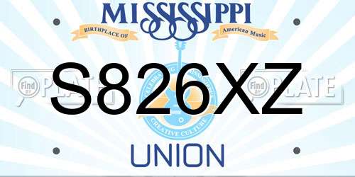 S826XZ Mississippi License Plate