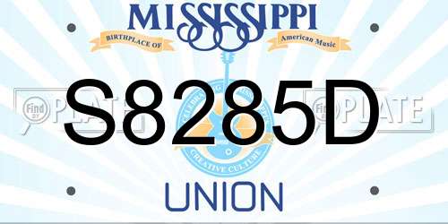 S8285D Mississippi License Plate