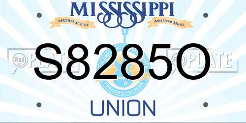 S8285O Mississippi License Plate
