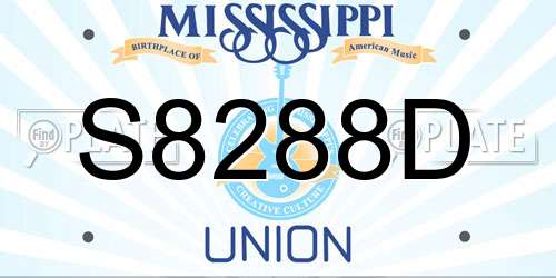 S8288D Mississippi License Plate