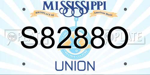 S8288O Mississippi License Plate