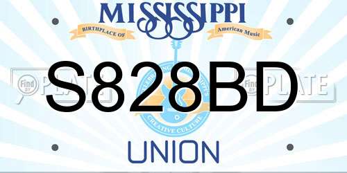 S828BD Mississippi License Plate