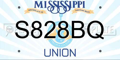 S828BQ Mississippi License Plate