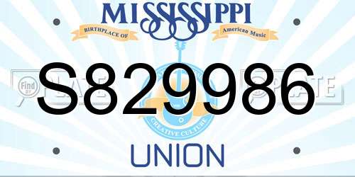 S829986 Mississippi License Plate