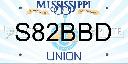S82BBD Mississippi License Plate