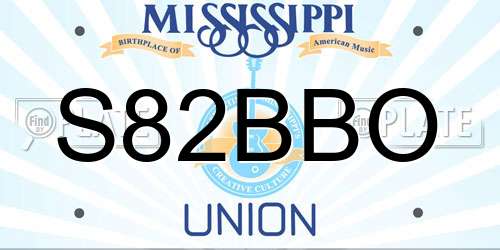 S82BBO Mississippi License Plate