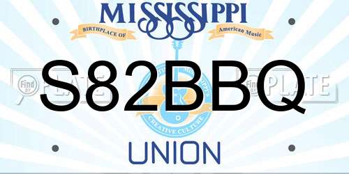 S82BBQ Mississippi License Plate