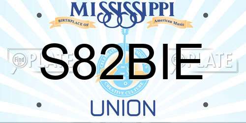S82BIE Mississippi License Plate