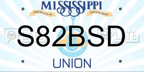 S82BSD Mississippi License Plate