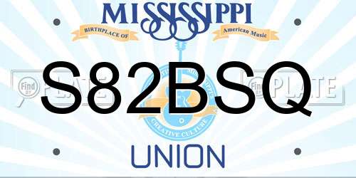 S82BSQ Mississippi License Plate