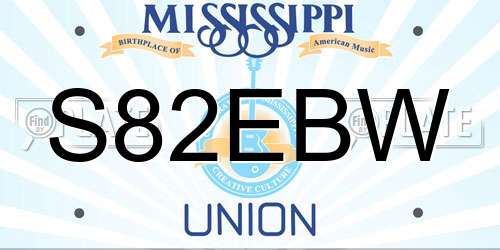 S82EBW Mississippi License Plate