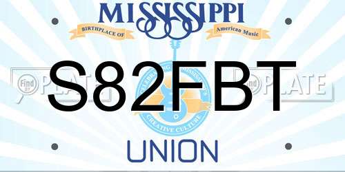 S82FBT Mississippi License Plate