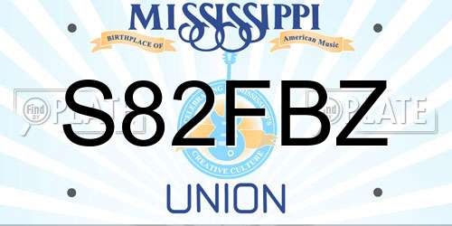S82FBZ Mississippi License Plate