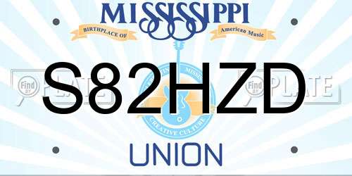 S82HZD Mississippi License Plate