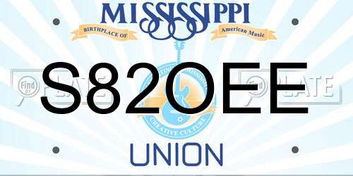 S82OEE Mississippi License Plate