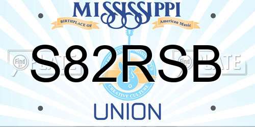 S82RSB Mississippi License Plate