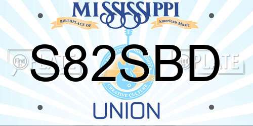 S82SBD Mississippi License Plate