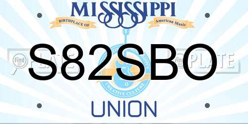 S82SBO Mississippi License Plate