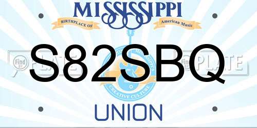 S82SBQ Mississippi License Plate