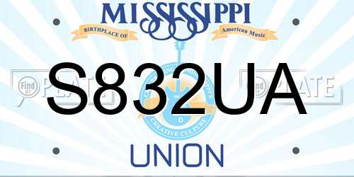 S832UA Mississippi License Plate