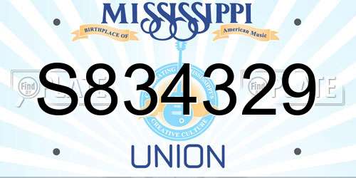 S834329 Mississippi License Plate