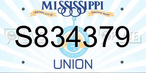 S834379 Mississippi License Plate