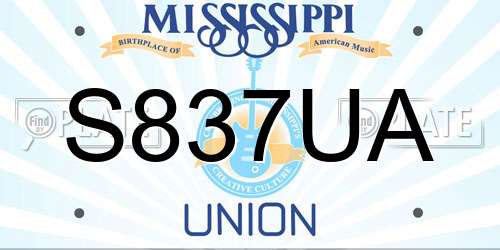 S837UA Mississippi License Plate