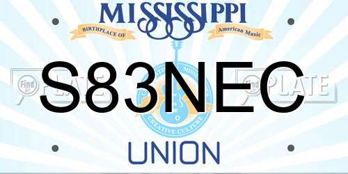 S83NEC Mississippi License Plate