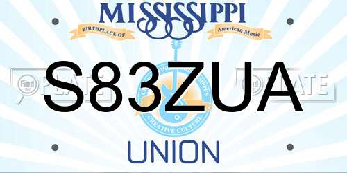 S83ZUA Mississippi License Plate