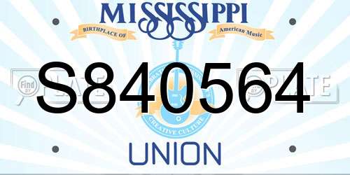 S840564 Mississippi License Plate