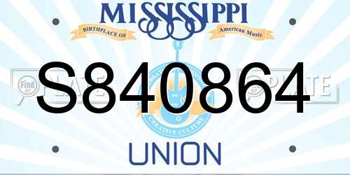 S840864 Mississippi License Plate