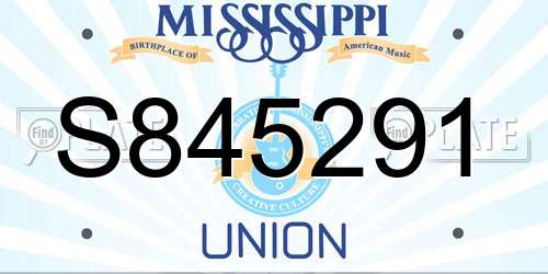 S845291 Mississippi License Plate