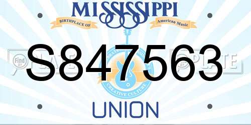 S847563 Mississippi License Plate