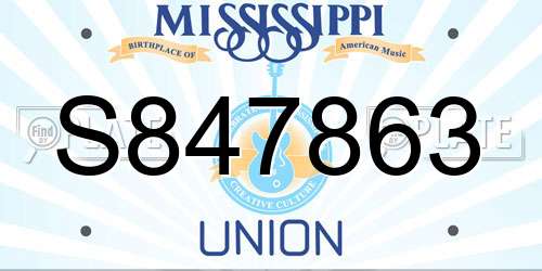 S847863 Mississippi License Plate