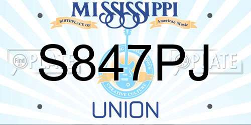 S847PJ Mississippi License Plate