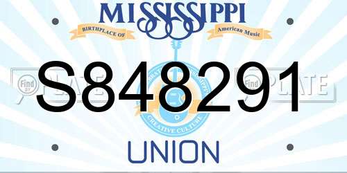 S848291 Mississippi License Plate