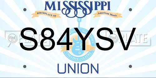S84YSV Mississippi License Plate