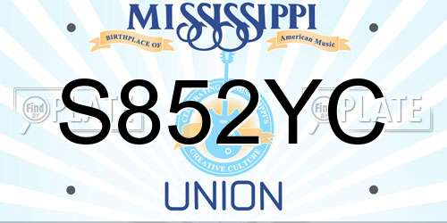 S852YC Mississippi License Plate