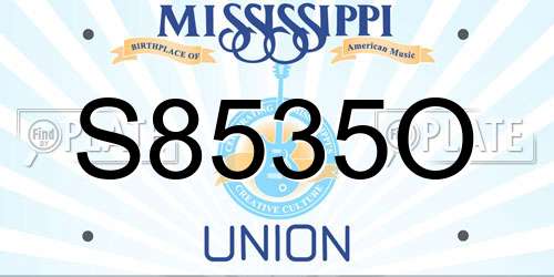 S8535O Mississippi License Plate