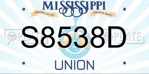 S8538D Mississippi License Plate
