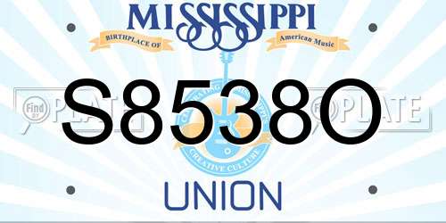 S8538O Mississippi License Plate
