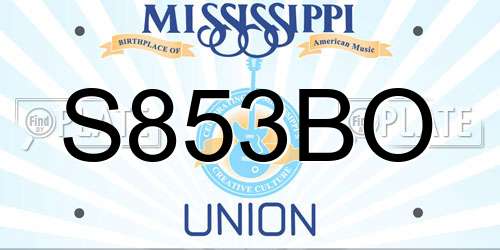 S853BO Mississippi License Plate
