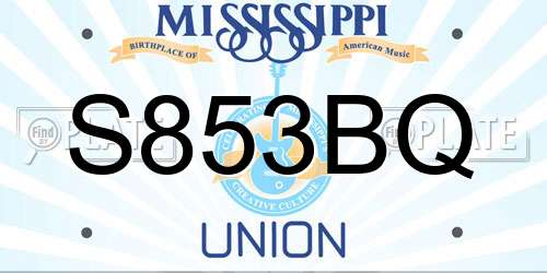 S853BQ Mississippi License Plate