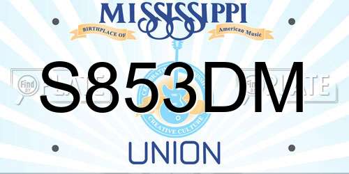 S853DM Mississippi License Plate